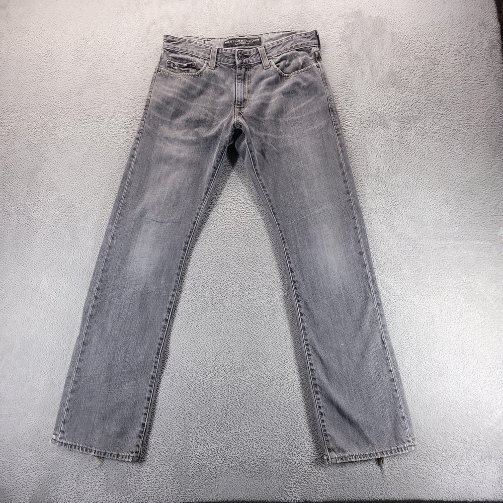 Levis 514 Jeans Mens 33x34 Gray Slim Straight Medium Wash Denim Distressed